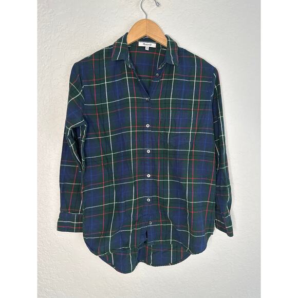 Madewell Ex-Boyfriend Ontario Plaid Flannel Button Up Shirt Fall Farm Oversized - Picture 1 of 6